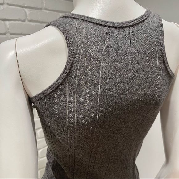 ZADIG & VOLTAIRE “DONELLI” GRAY TEXTURED CLOVER PATTERN HENLEY PIQUÉ TANK TOP - Picture 16 of 16